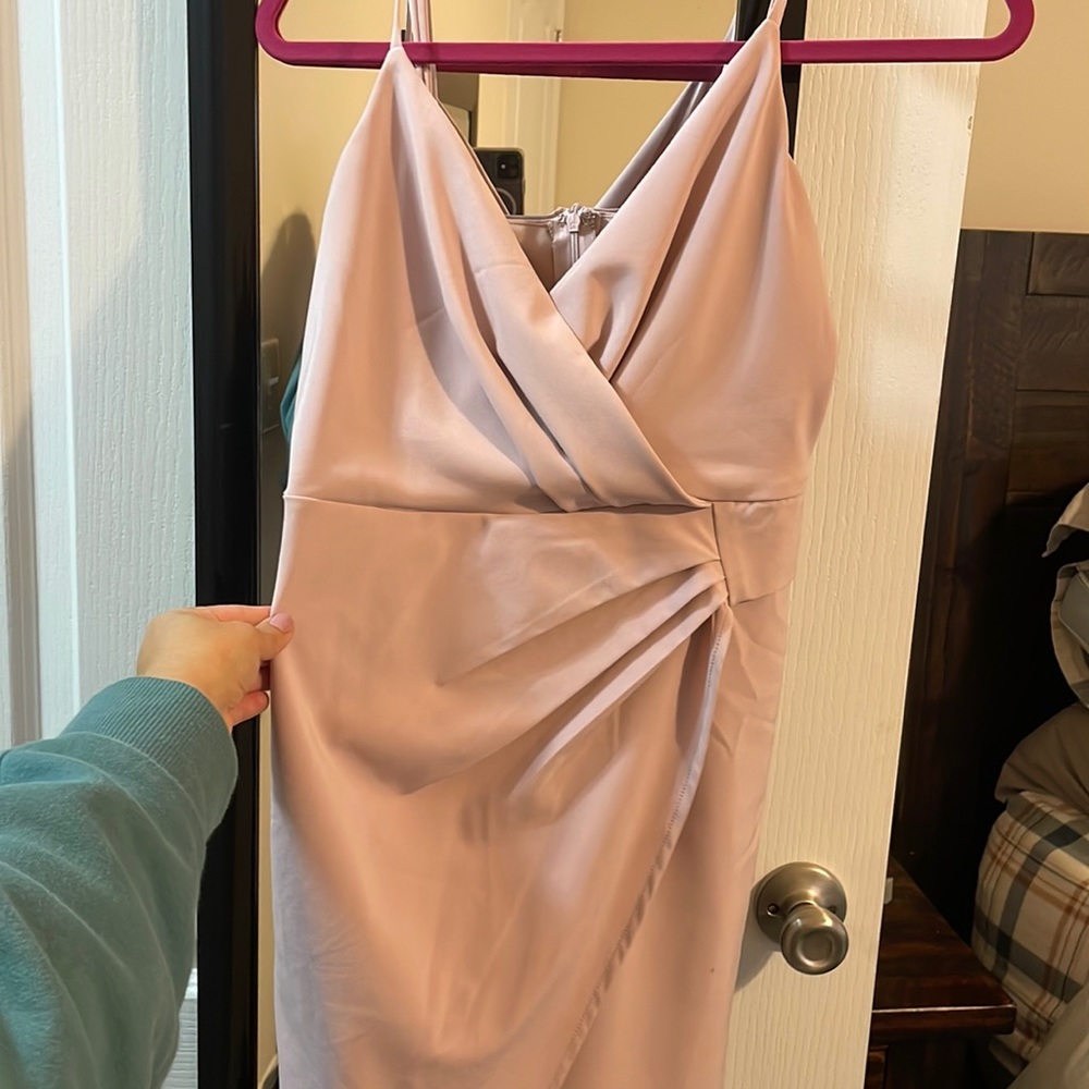 Women’s pale pink ruched wrap dress